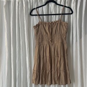 Trixxi Tan Ruffle Mini Dress
